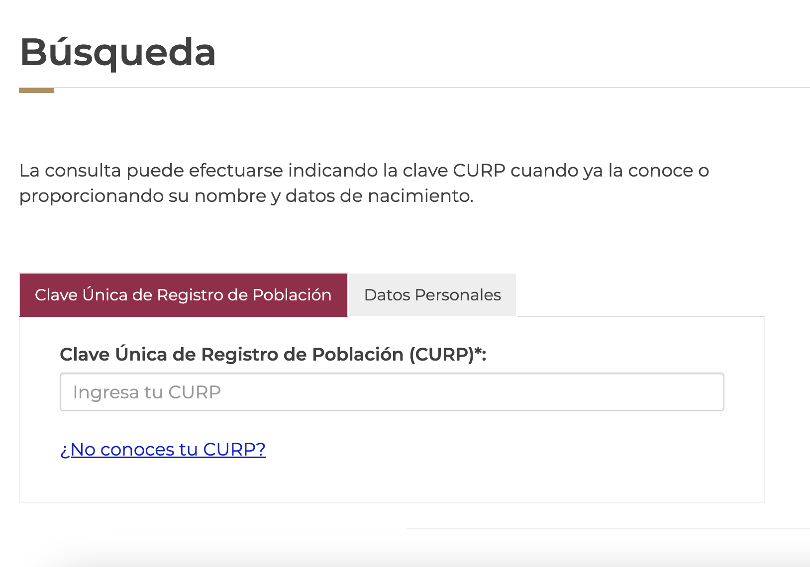 Búsqueda CURP